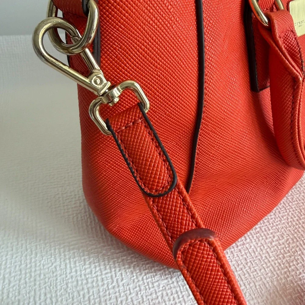 Pierre Cardin Satchel Crossbody Bag Orange Medium Classy Capsule Autumn Chic